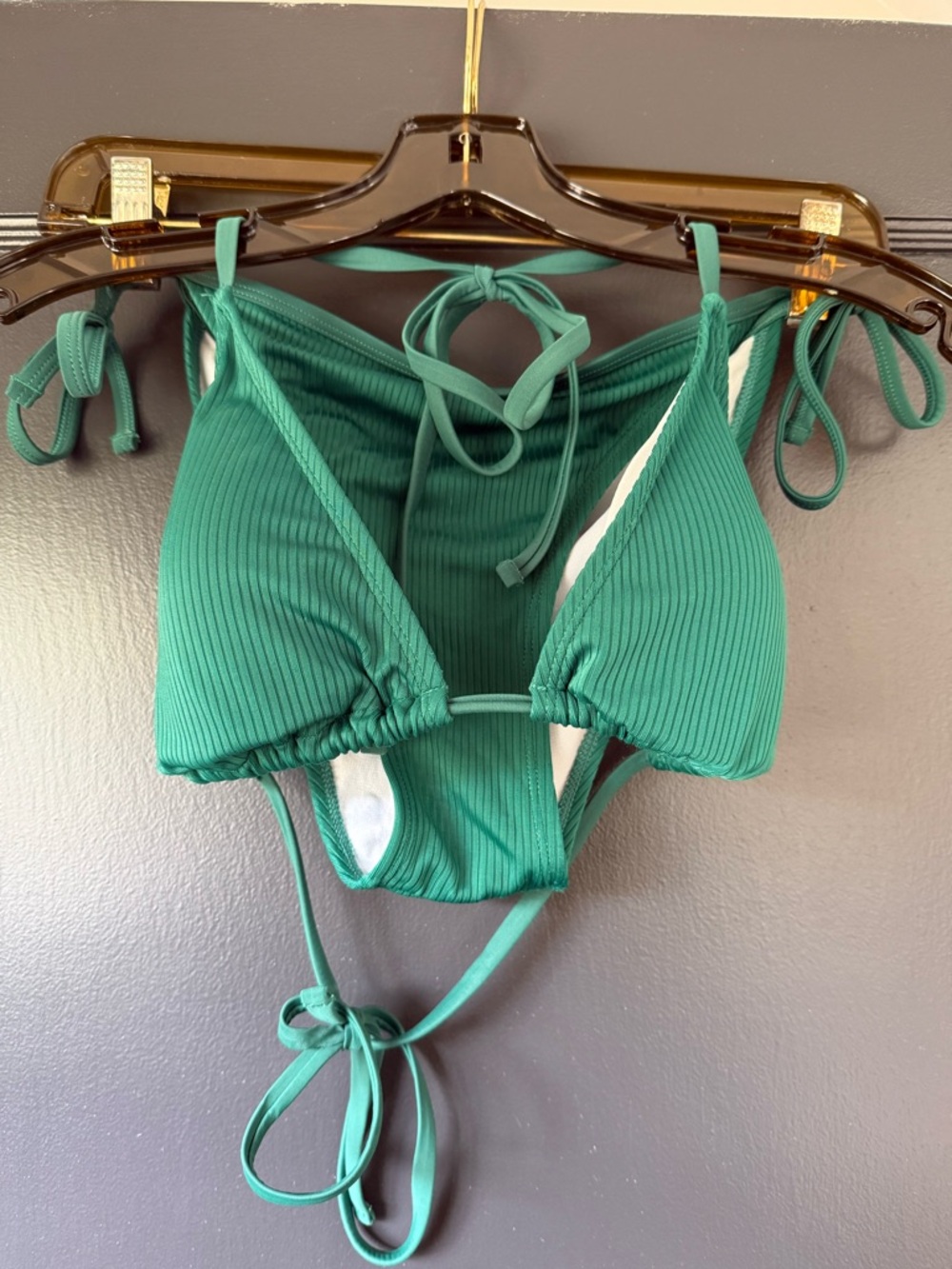 wild fable Green Ribbed Triangle Bikini Top